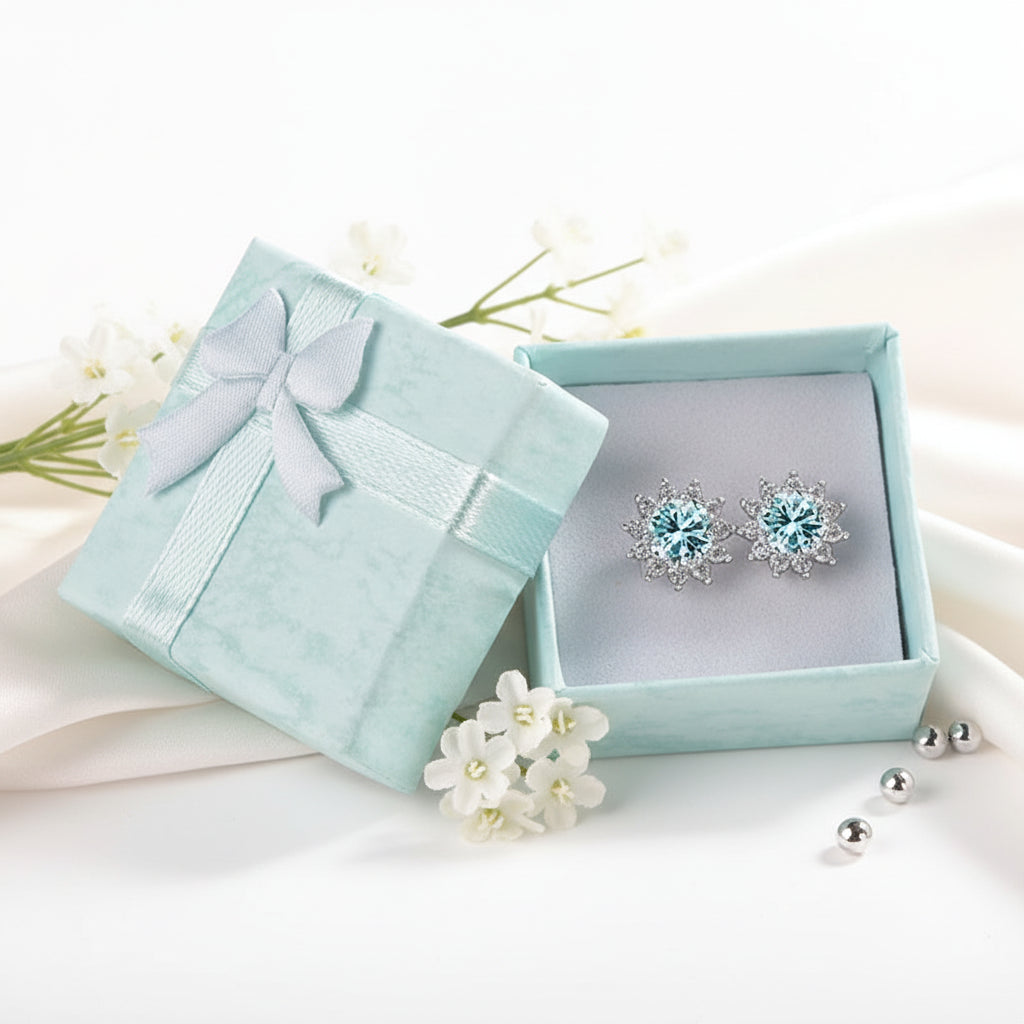 moissanite sunflower stud earrings | Hadi Craft USA