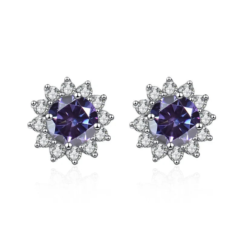 moissanite sunflower stud earrings | Hadi Craft USA