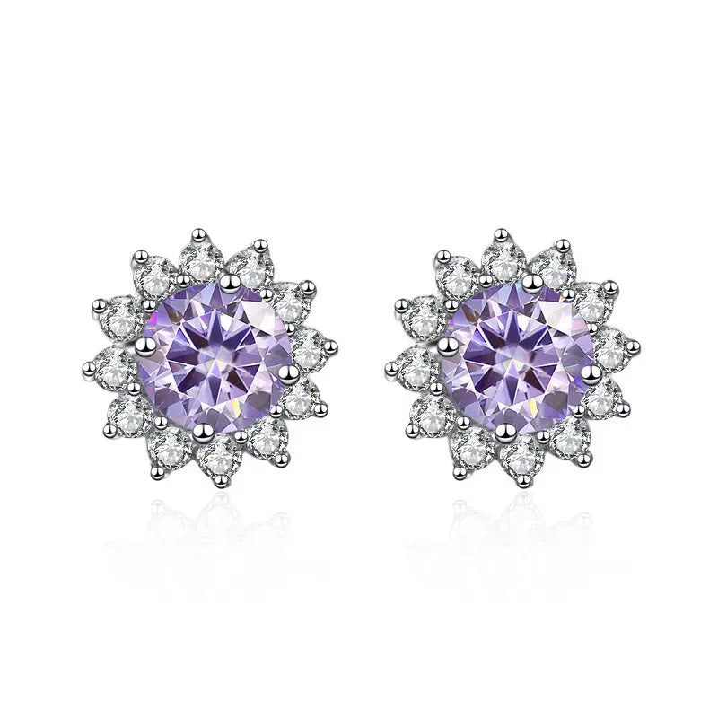 moissanite sunflower stud earrings | Hadi Craft USA