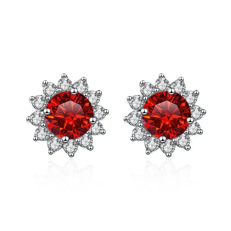 moissanite sunflower stud earrings | Hadi Craft USA