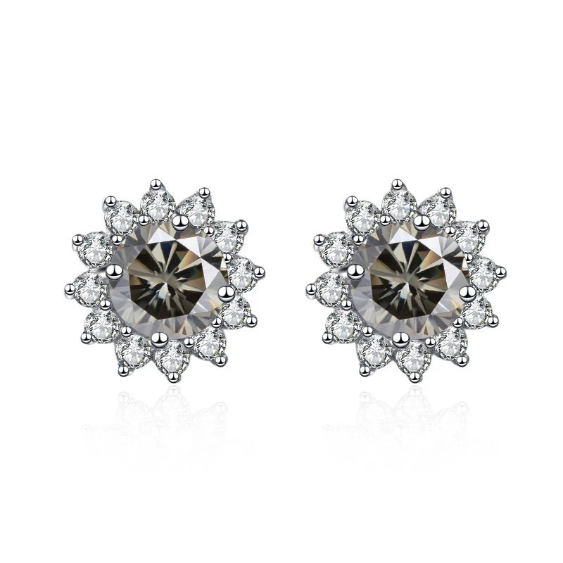 moissanite sunflower stud earrings | Hadi Craft USA
