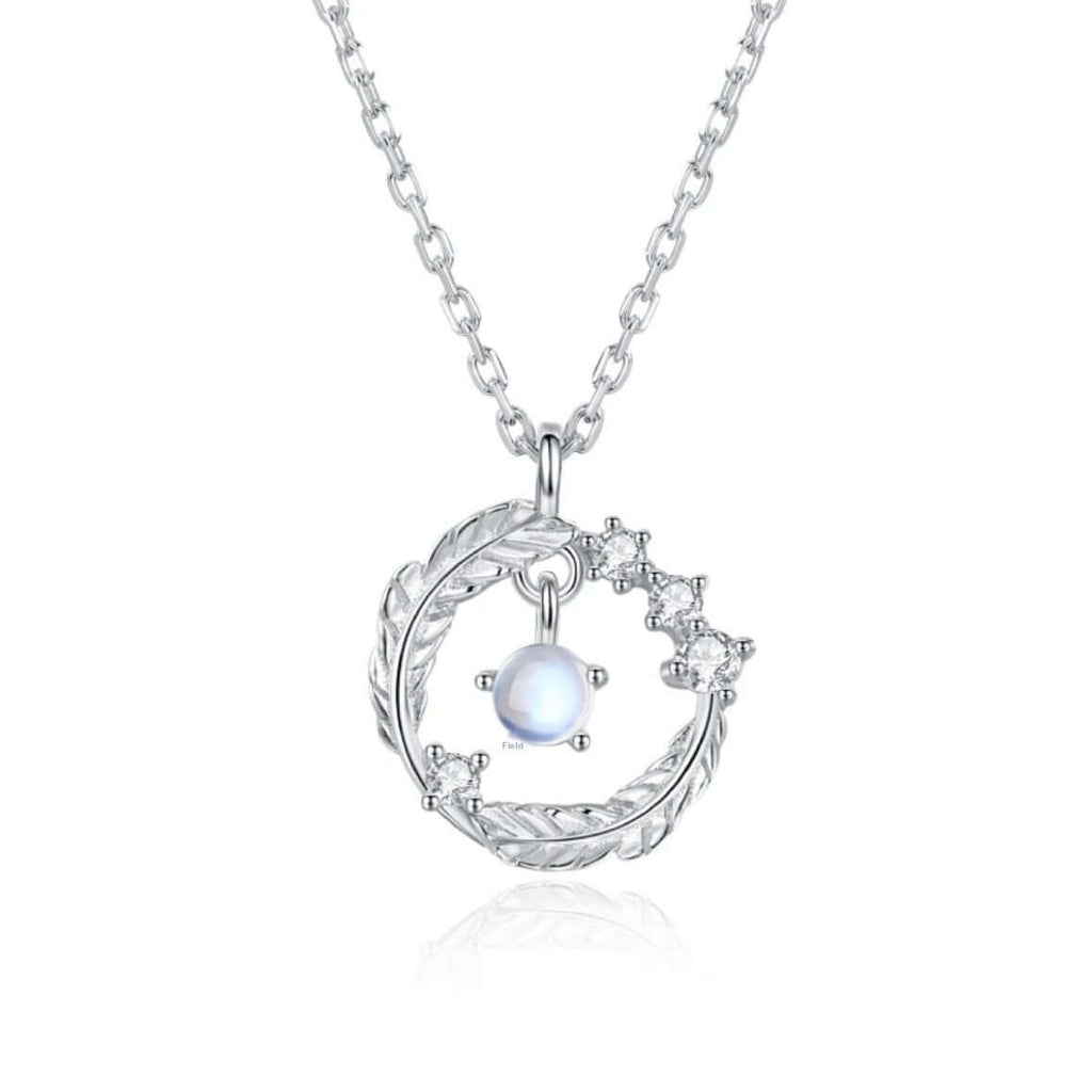 moonstone feather pendant necklace 925 Silver Feather Pendant Necklace - Hadi Craft