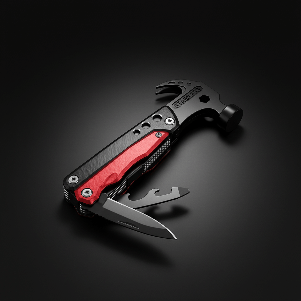 Multifunction Camping Hammer Tool | Stainless Steel Multi-Purpose Combo Hammer with Screwdriver & Pliers