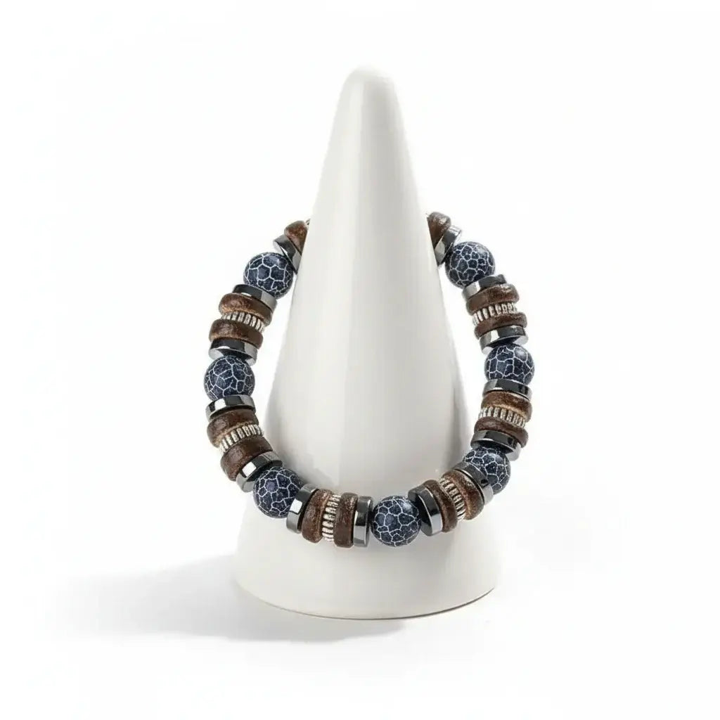 natural agate beaded bracelet for men Vintage Stone Bracelet - Hadi Craft