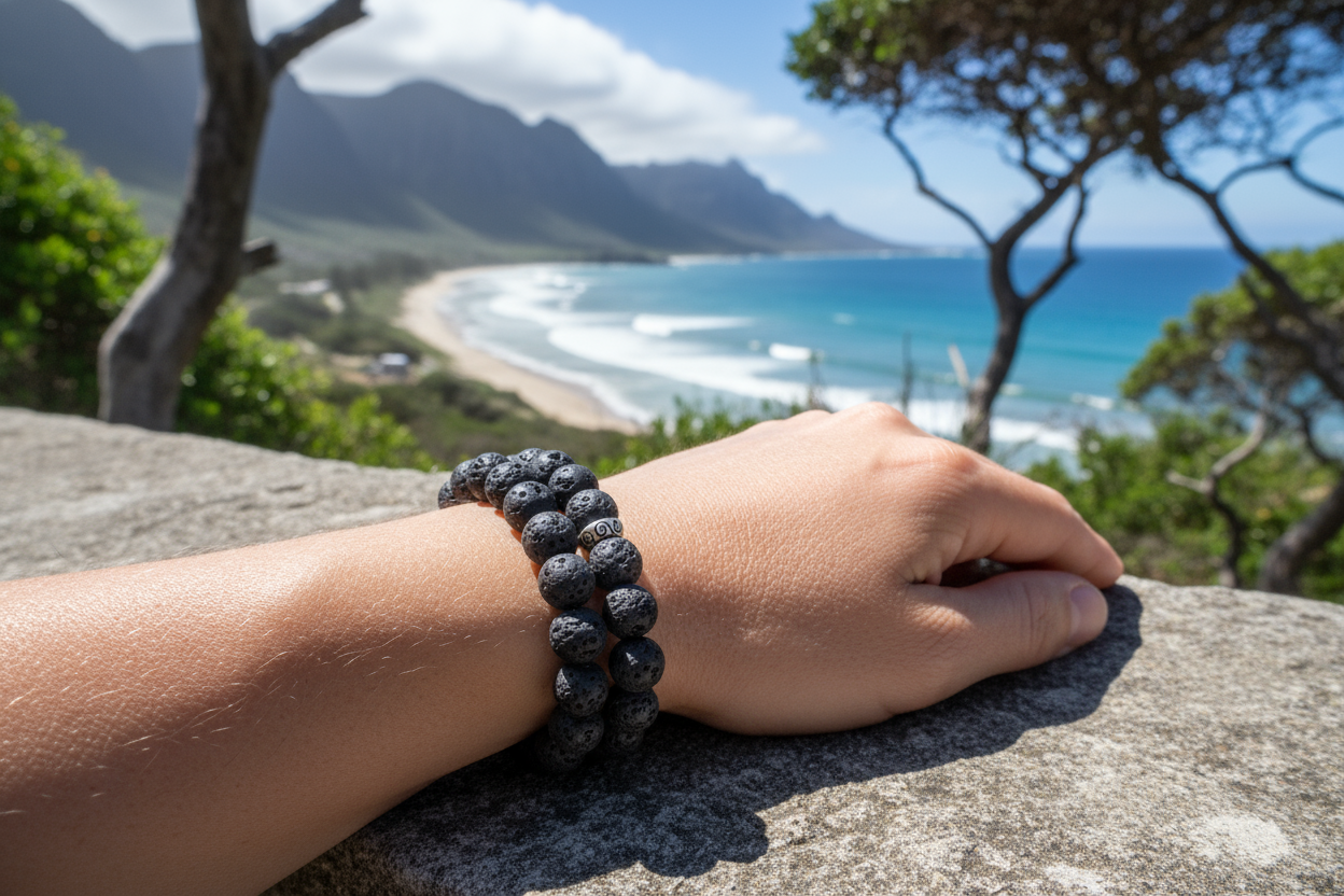 Natural Lava stone beads Bracelet ware Model landscape 