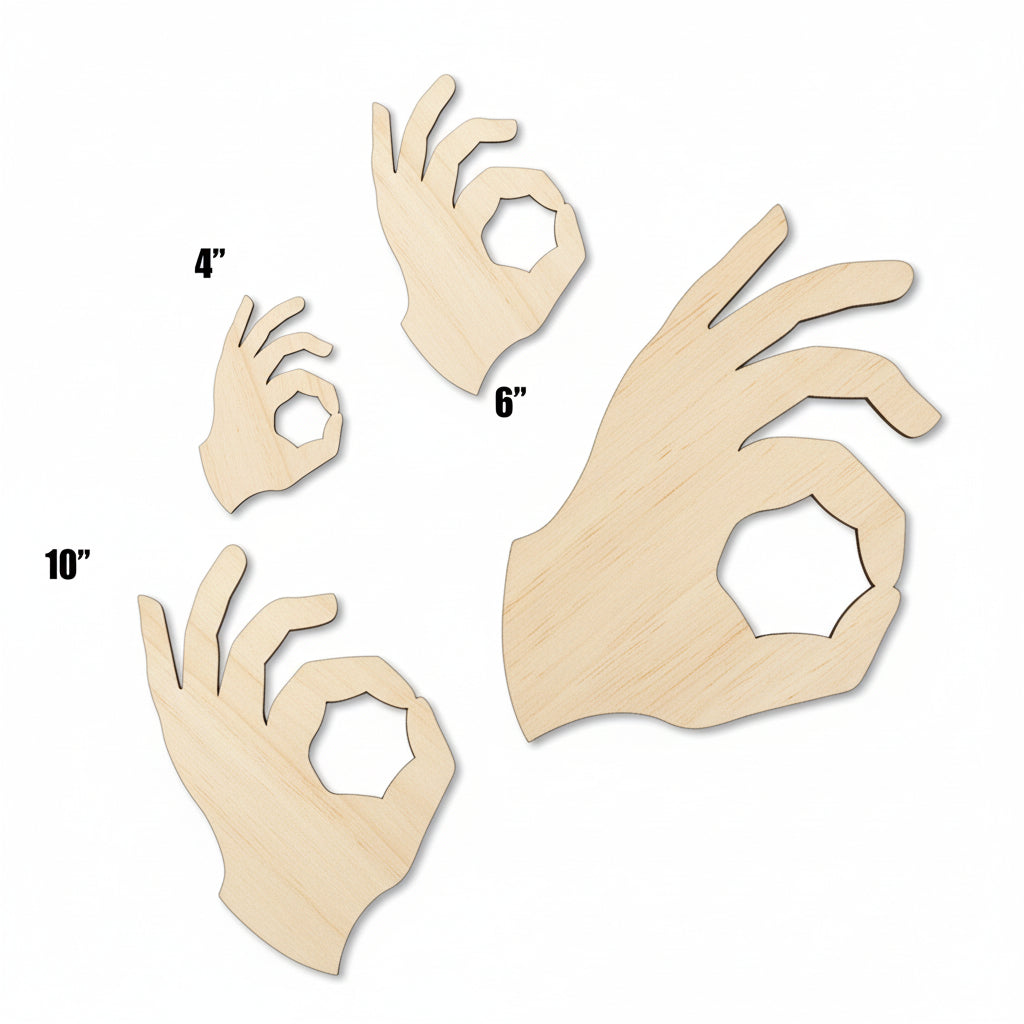 okay hand shape wood cutout - Hadi Craft USA