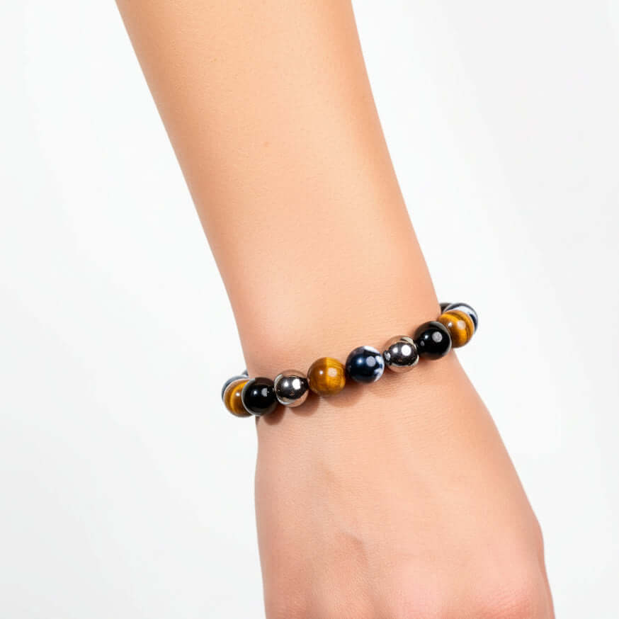 Alt Tag: Orca’s Armor - The Triple Protection & Healing Bracelet by Hadi Craft USA, beaded gemstone bracelet, handmade jewelry, protection bracelet