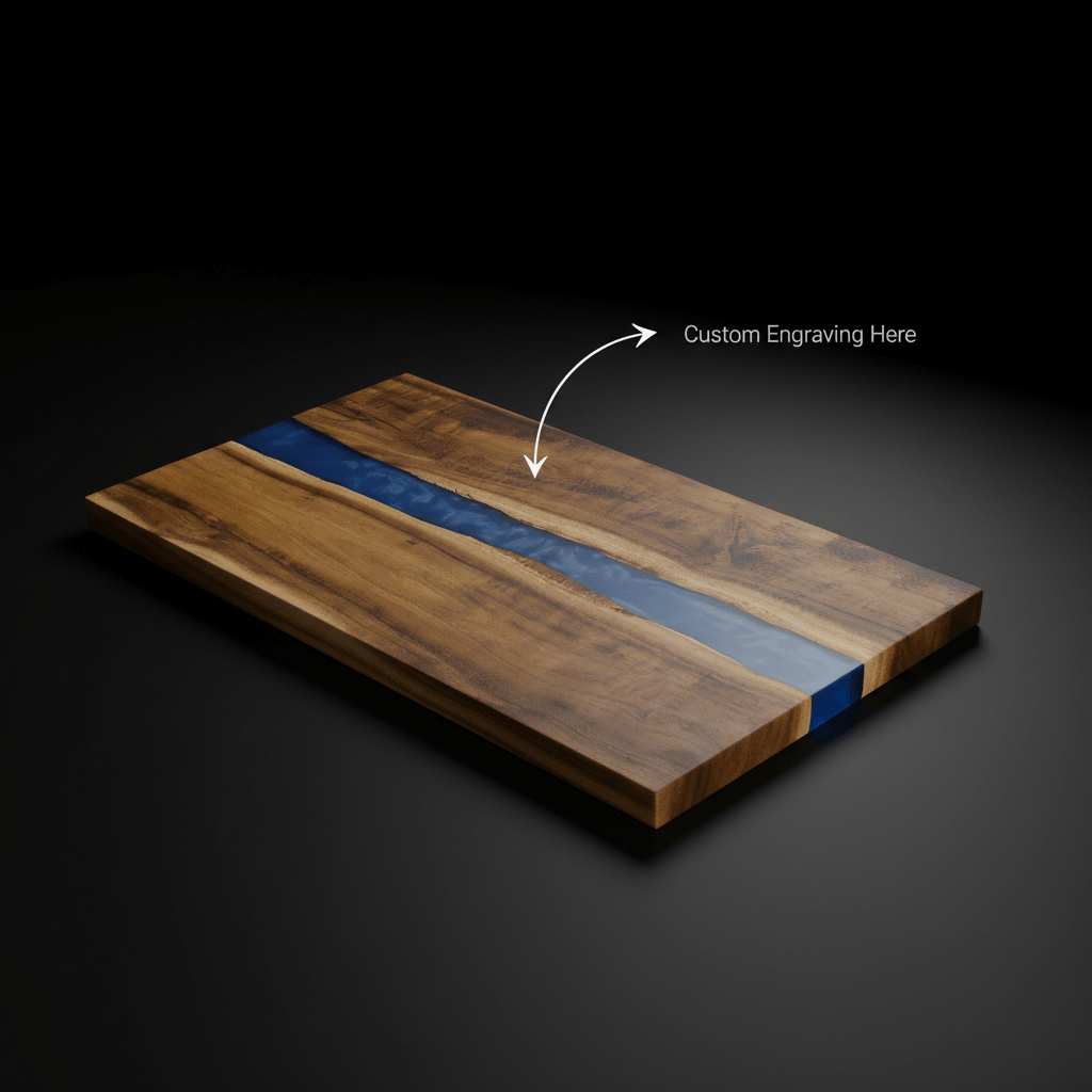 personalized acacia wood charcuterie board with resin | Hadi Craft USA