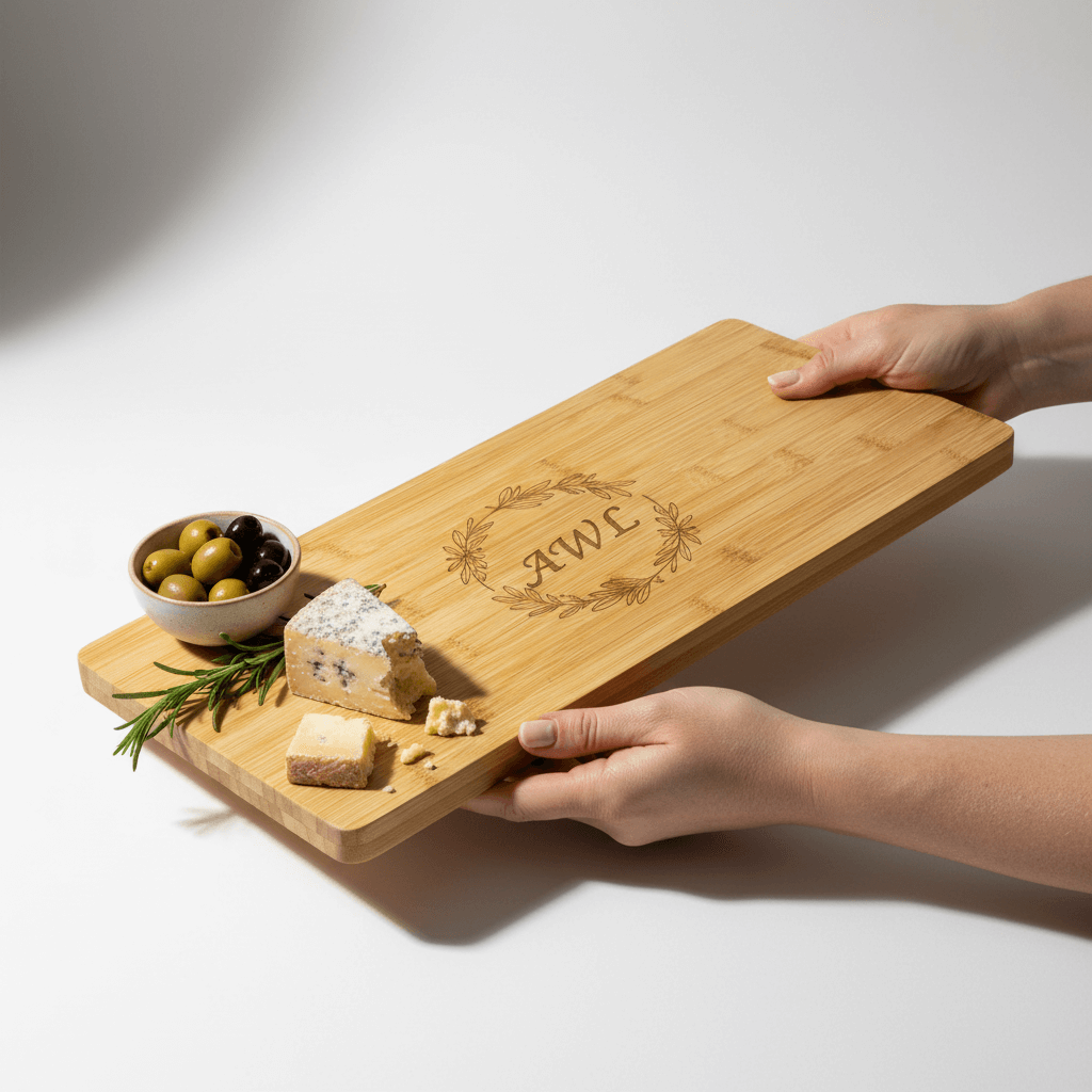 personalized bamboo charcuterie board with Personalized Engraving - Hadi Craft