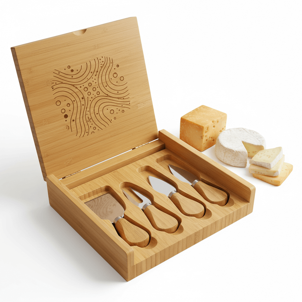 personalized bamboo cheese board set with Personalized Engraving - Hadi Craft