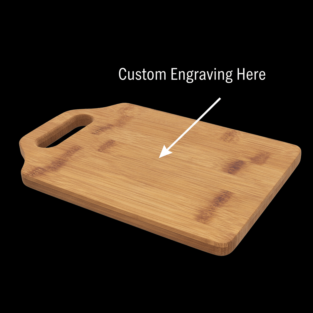 personalized bamboo cutting board with handle Hadi Craft USA