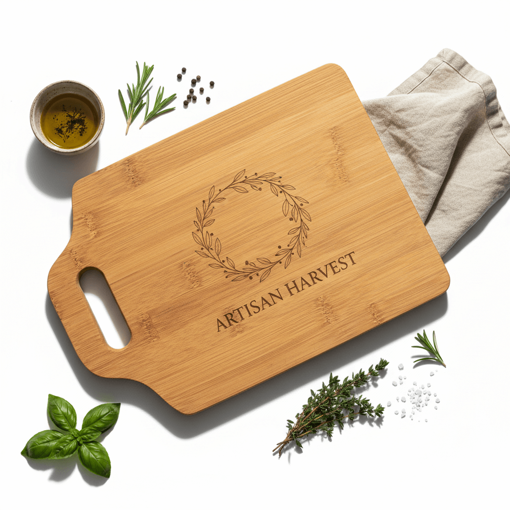 personalized bamboo cutting board with handle | Hadi Craft
