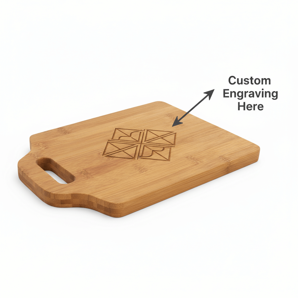 personalized bamboo cutting board with handle & Personalized Engraving - Hadi Craft