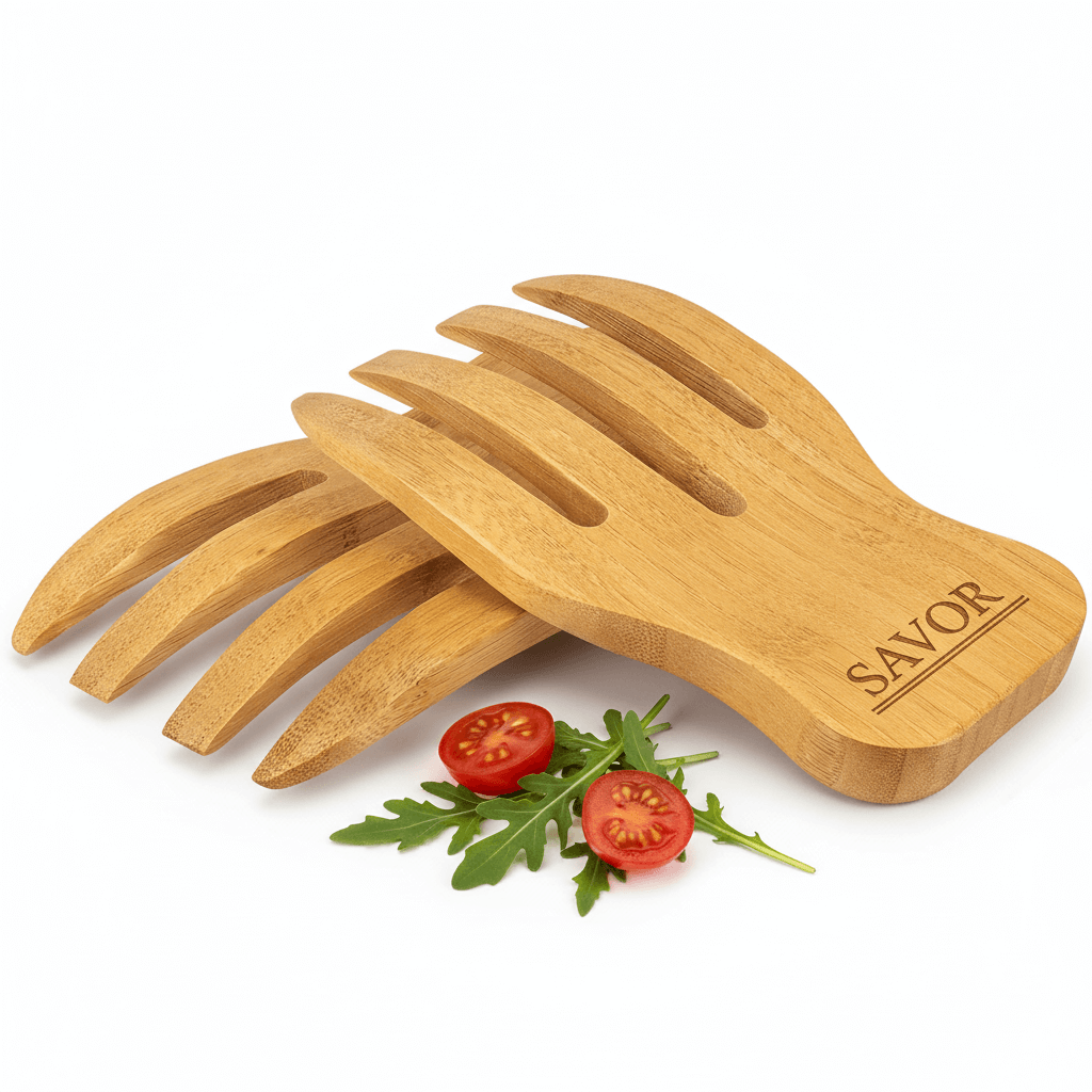 personalized bamboo salad hands Set with Custom Personalized Engraving - Hadi Craft