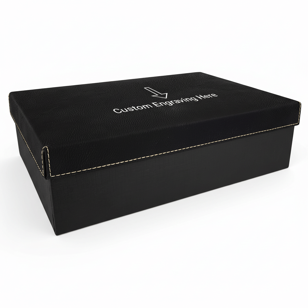 personalized black and gold Gift Box with Laserable Leatherette Lid - Hadi Craft