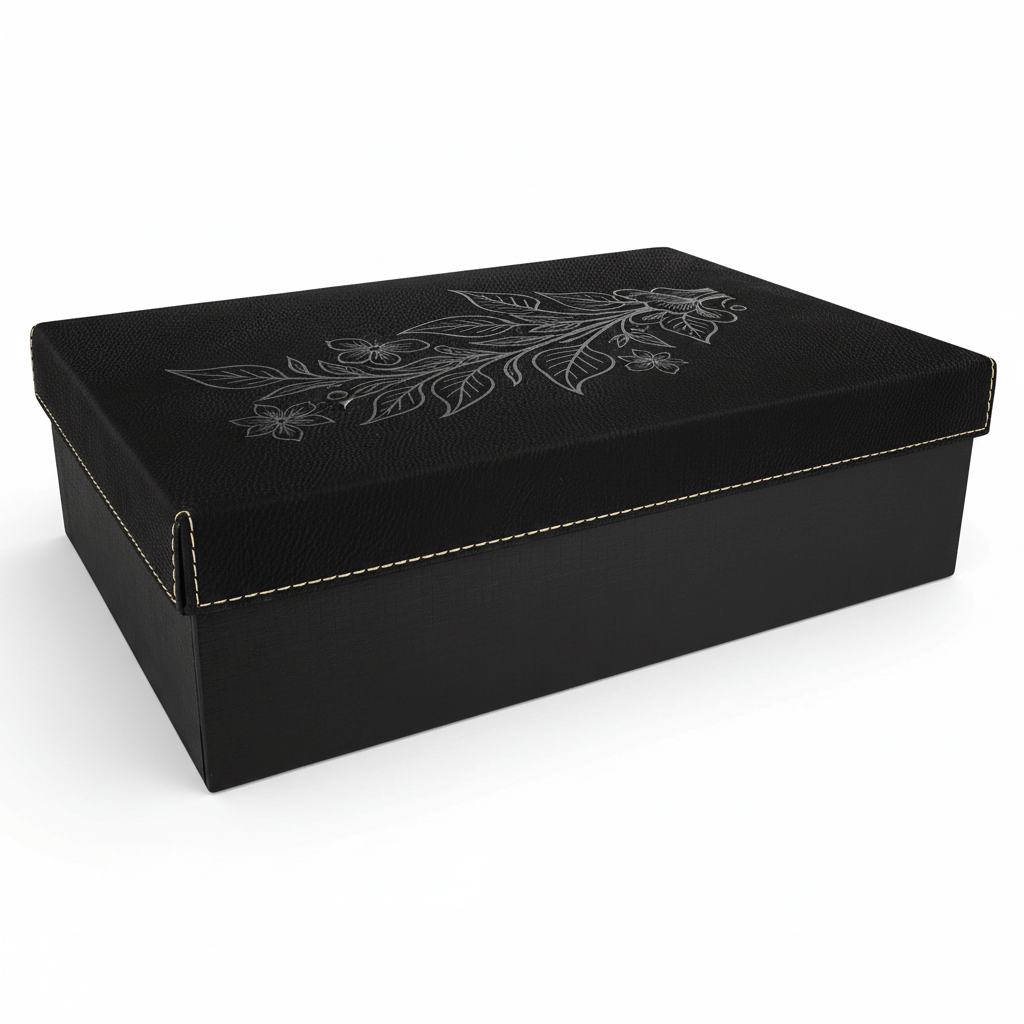 personalized black and gold Gift Box with Laserable Leatherette Lid - Hadi Craft