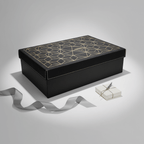 personalized black and gold Gift Box with Laserable Leatherette Lid - Hadi Craft