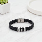 personalized black leather bracelet | Hadi Craft USA