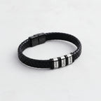 personalized black leather bracelet | Hadi Craft USA