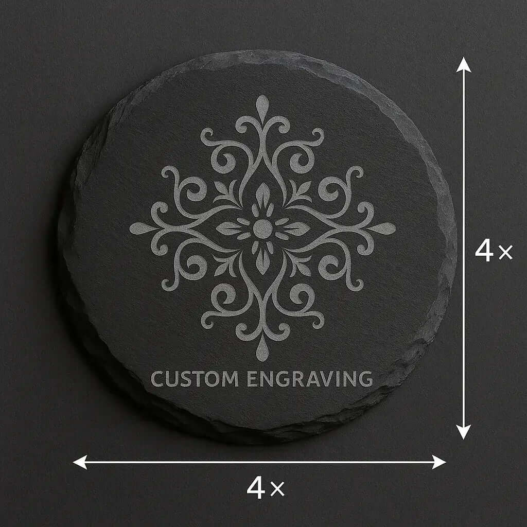 personalized black slate coasters engraved 4x4 set | Hadi Craft USA