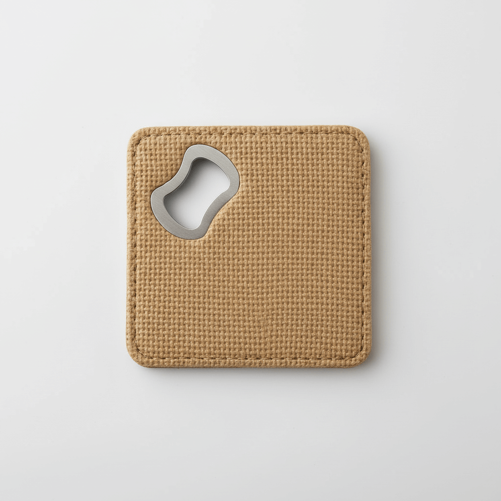 personalized burlap bottle opener and coaster set | Hadi Craft USA