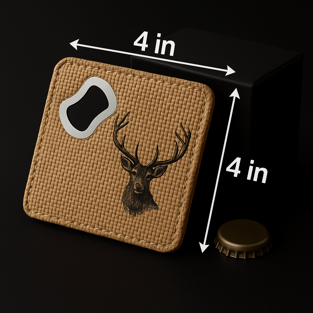 personalized burlap bottle opener and coaster set | Hadi Craft USA