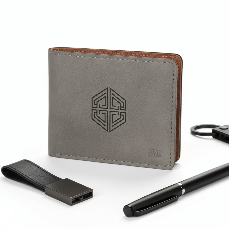 Personalized leather bifold wallet with Personalized Engraving - Hadi Craft