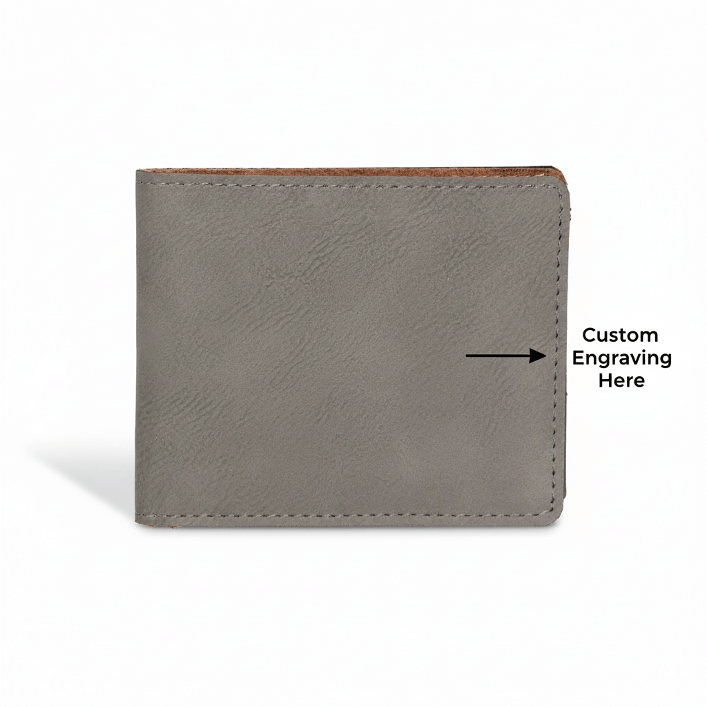 Personalized leather bifold wallet with Personalized Engraving - Hadi Craft