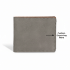 Personalized leather bifold wallet with Personalized Engraving - Hadi Craft