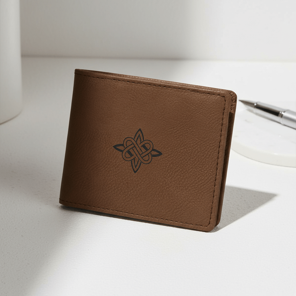 Personalized leather bifold wallet with Personalized Engraving - Hadi Craft