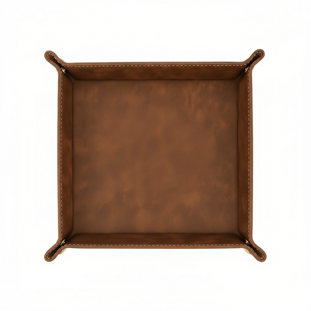 personalized leather valet tray folding 6x6 | Hadi Craft USA