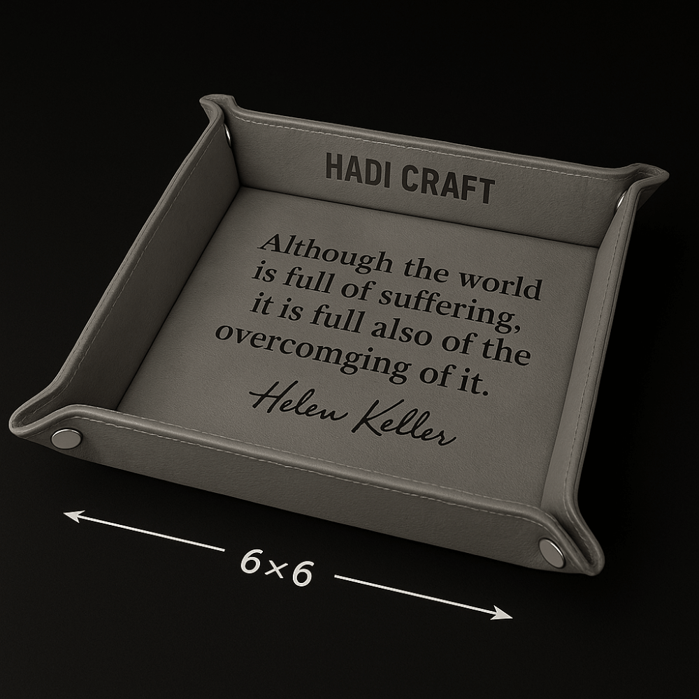 personalized leather valet tray folding 6x6 | Hadi Craft USA