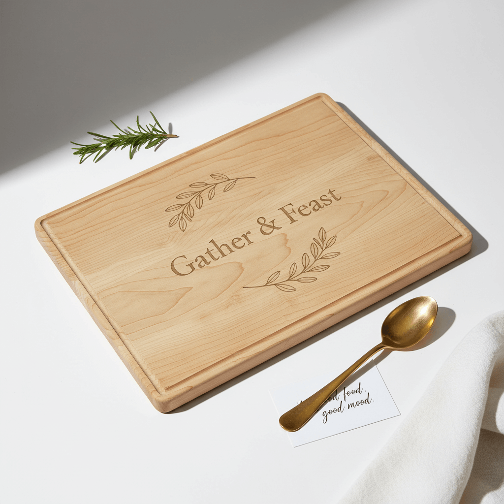 personalized maple cutting board with drip ring Personalized Engraving - Hadi Craft