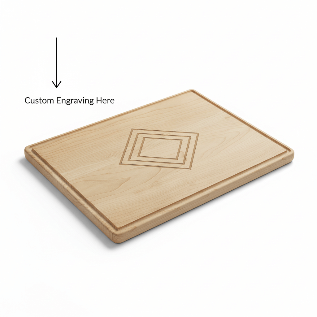 personalized maple cutting board with drip ring Personalized Engraving - Hadi Craft