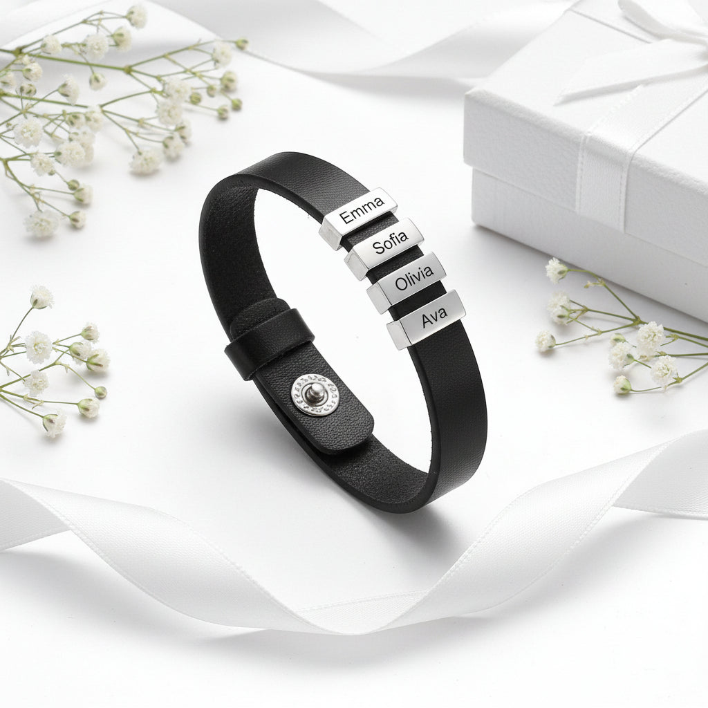 personalized men's family name bracelet - Hadi Craft USA