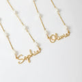 personalized pearl necklace and bracelet set –18K Gold Plated - Hadi Craft