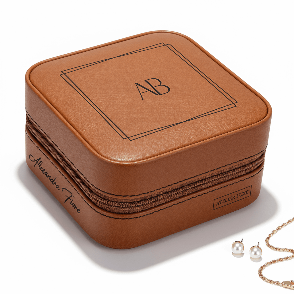 personalized travel jewelry box Laserable Leatherette Jewelry Box - Hadi Craft