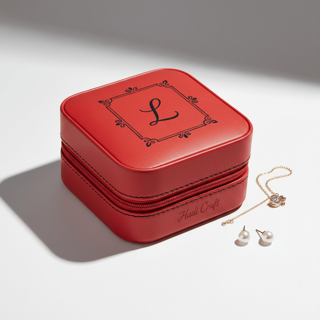 personalized travel jewelry box Laserable Leatherette Jewelry Box - Hadi Craft