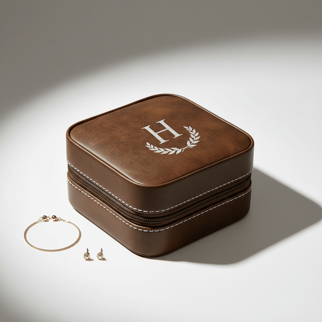 personalized travel jewelry box Laserable Leatherette Jewelry Box - Hadi Craft