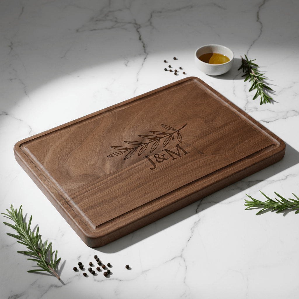 personalized walnut cutting board Drip Ring Hadi Craft USA