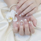 Hadi Craft USA Pink Butterfly Cat-Eye Handmade Press-On Nails for Weddings, resin nails, handmade nail art, DIY press-on set