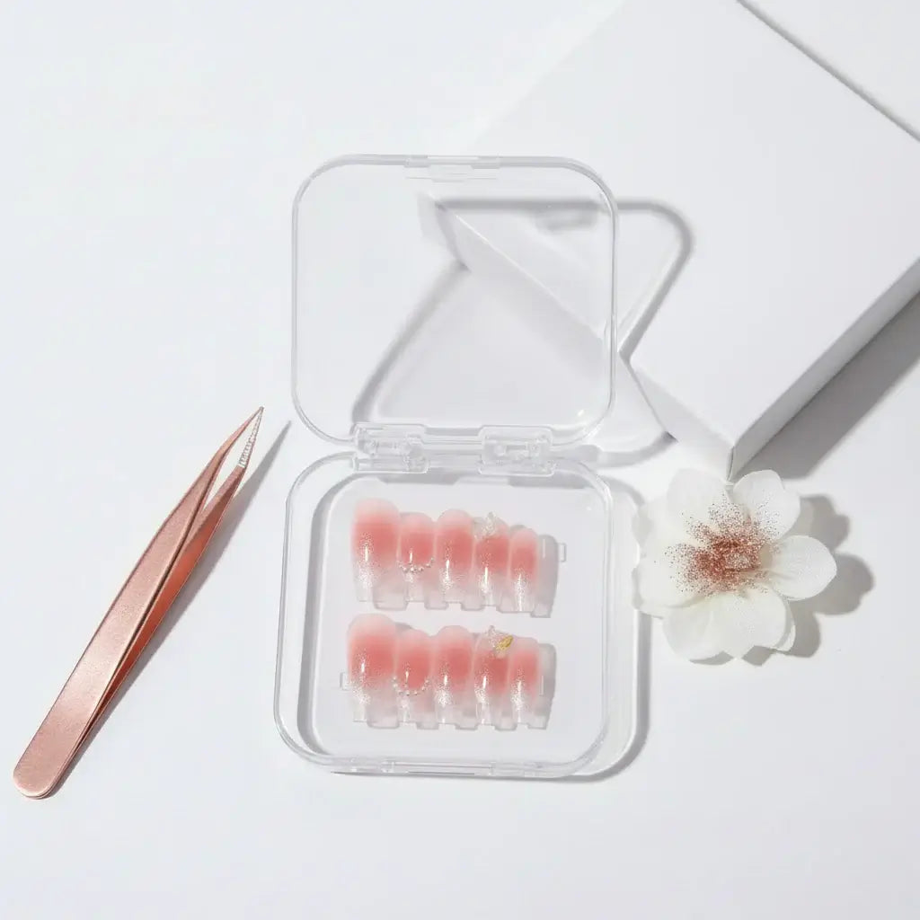 Hadi Craft USA Pink Butterfly Cat-Eye Handmade Press-On Nails for Weddings, resin DIY nail set