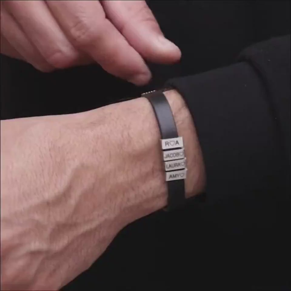 personalized men's family name bracelet - Hadi Craft USA