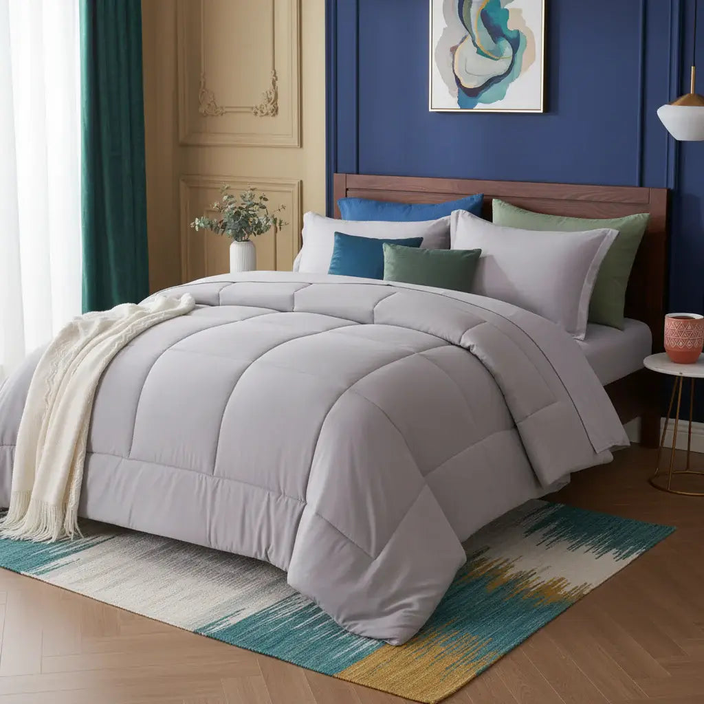 queen 7 piece comforter set solid geometry | Hadi Craft USA