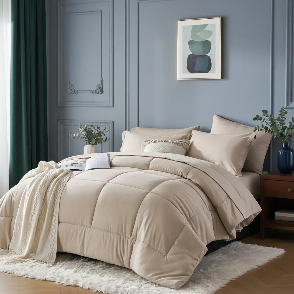 queen 7 piece comforter set solid geometry | Hadi Craft USA