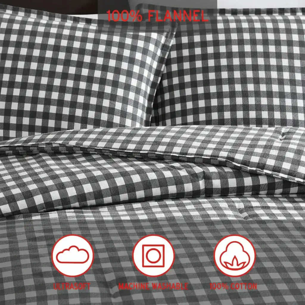 reversible flannel duvet cover set queen bedding Hadi Craft