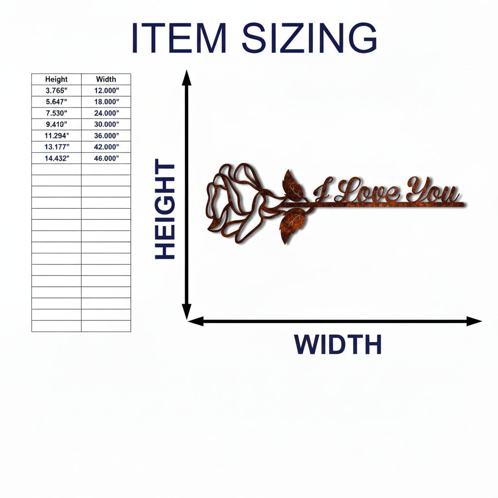 Metal Custom Rose Wall Art - Custom Metal Sign - 14 Color Options