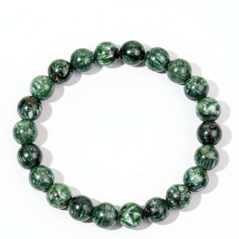 Angel Energy – Rare Seraphinite Bracelet of Transformation beaded green gemstone bracelet by Hadi Craft USA, handmade jewelry