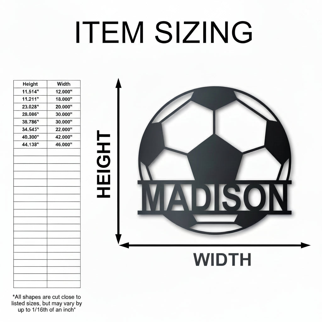 Custom Metal Soccer Monogram Wall Art - Metal Sports Sign