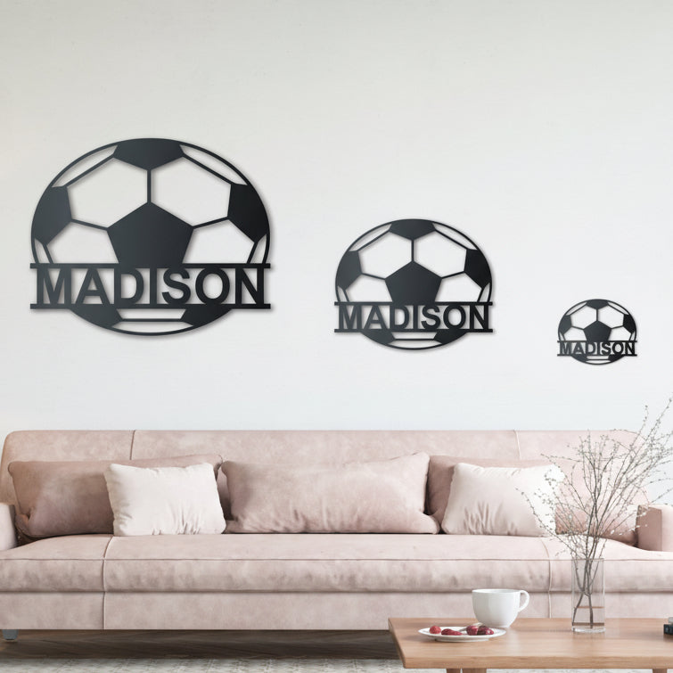Custom Metal Soccer Monogram Wall Art - Metal Sports Sign